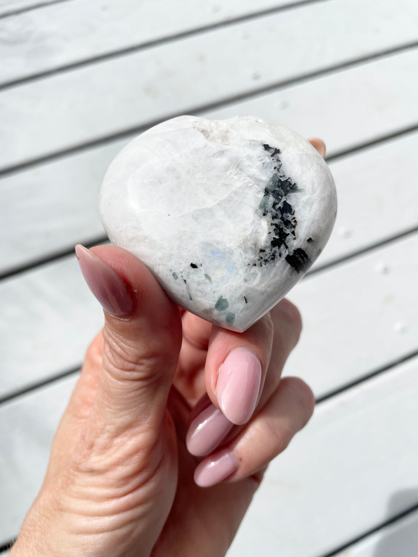 Rainbow Moonstone Heart