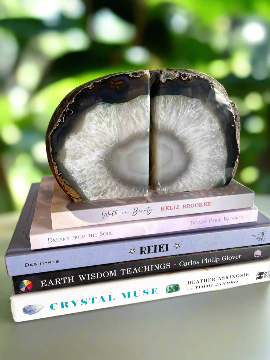 Agate Geode Book Ends ~ Grey