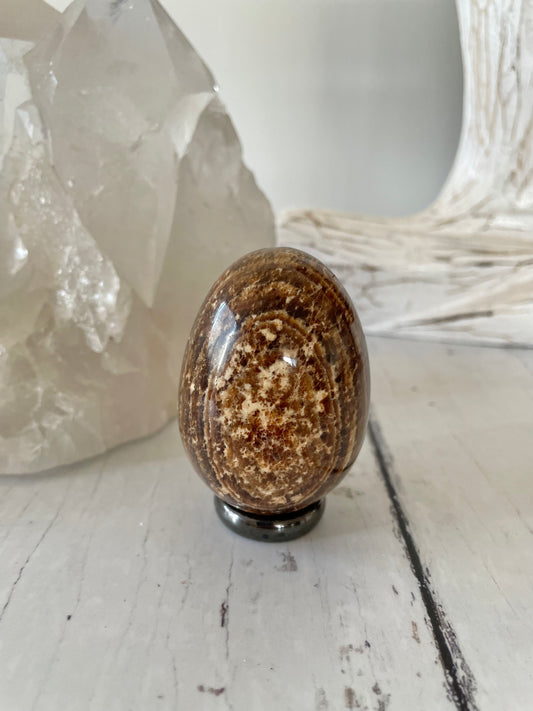 Aragonite Egg Includes hematite ring