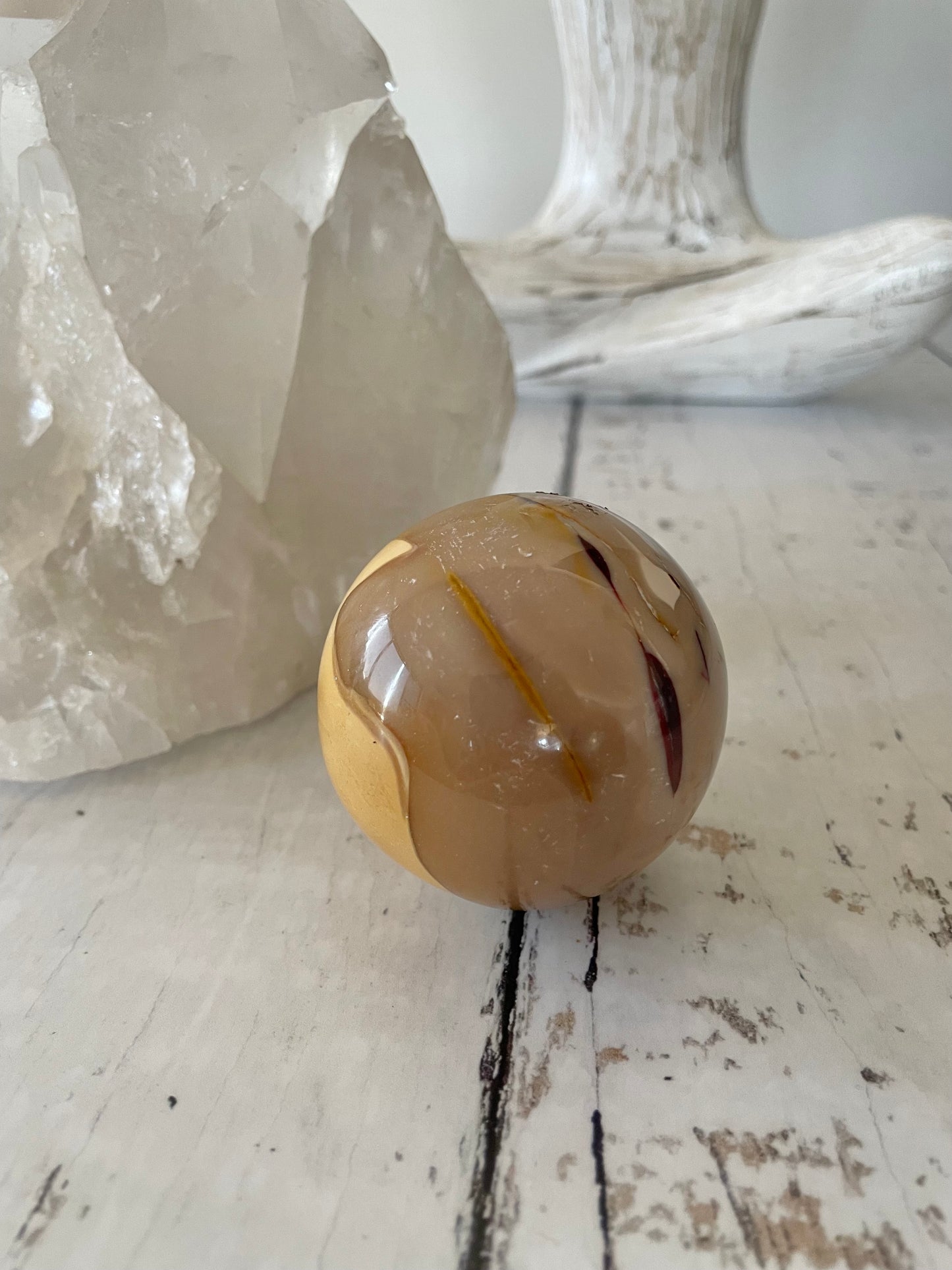 Mookaite Sphere Includes Wooden Holder