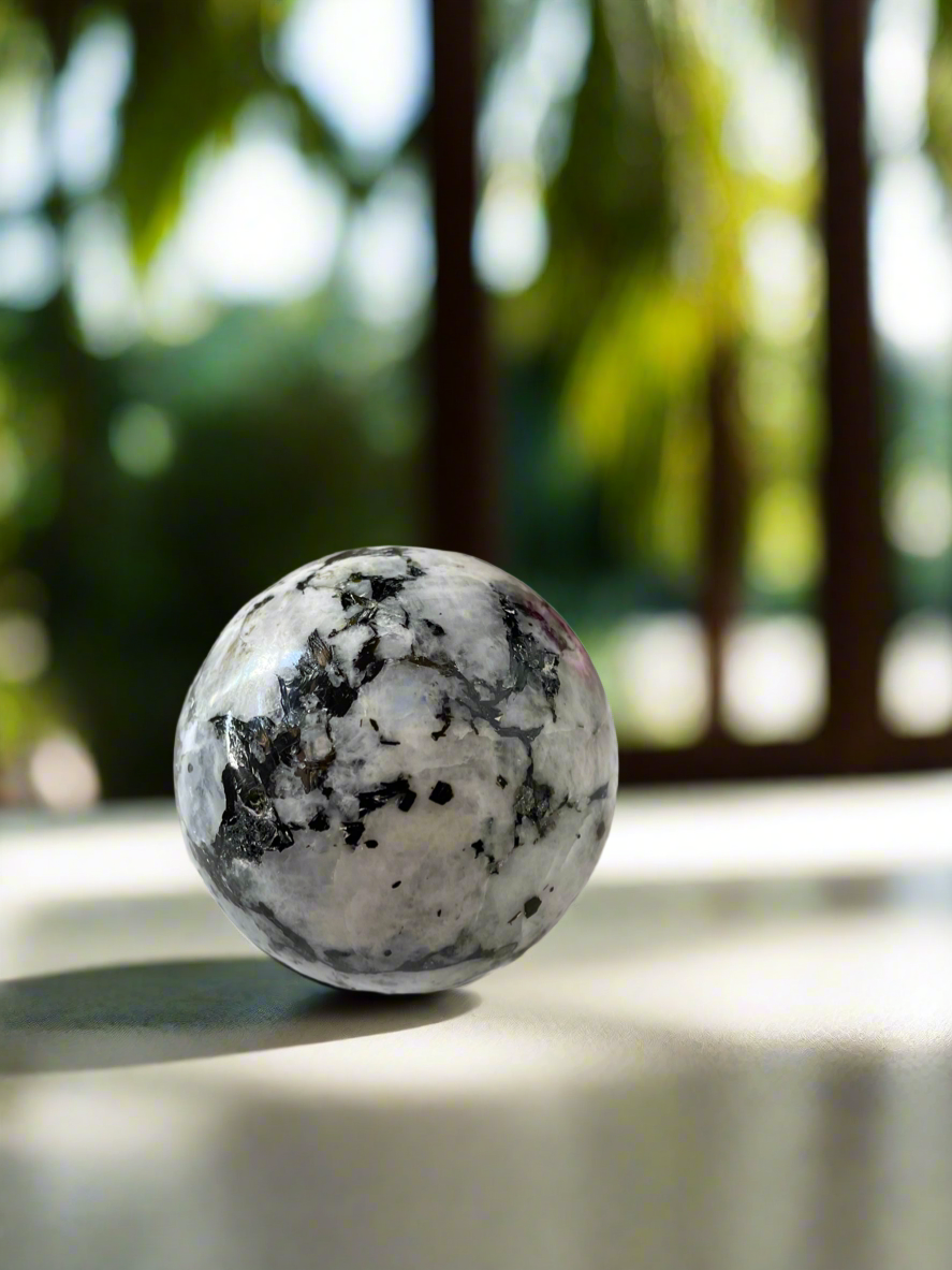 Rainbow Moonstone Sphere Includes holder