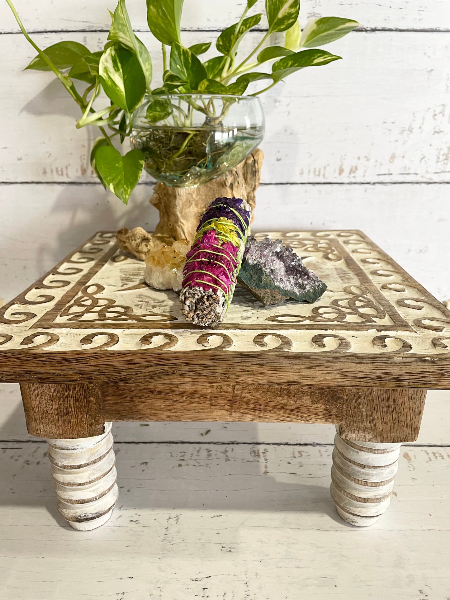 Altar Table ~ Triple Moon Whitewash