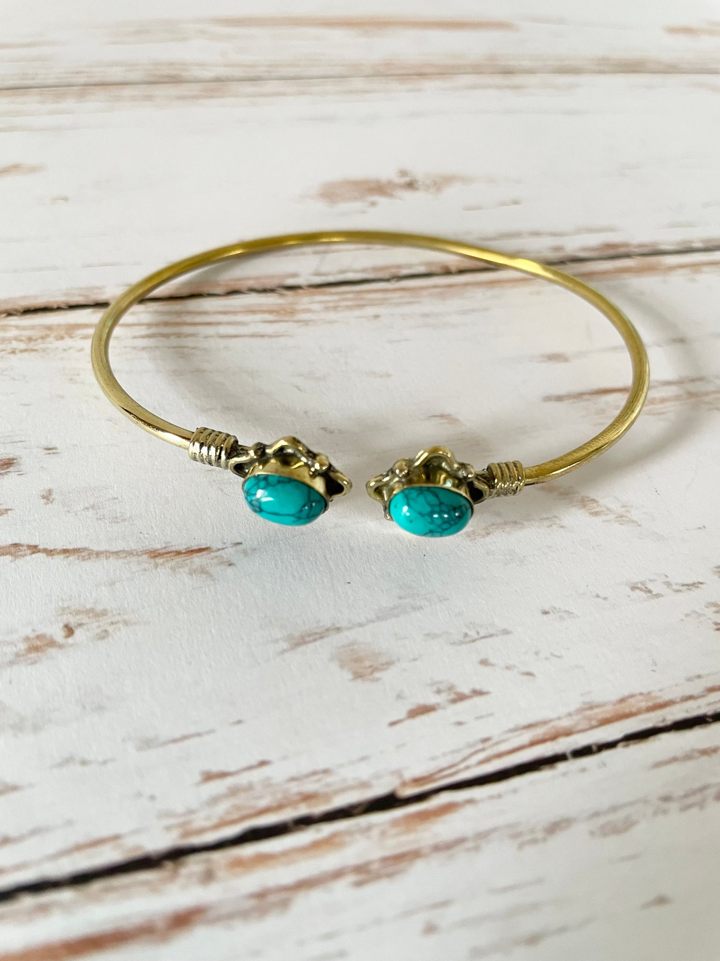 Turquoise Brass Cuff ~ Adjustable