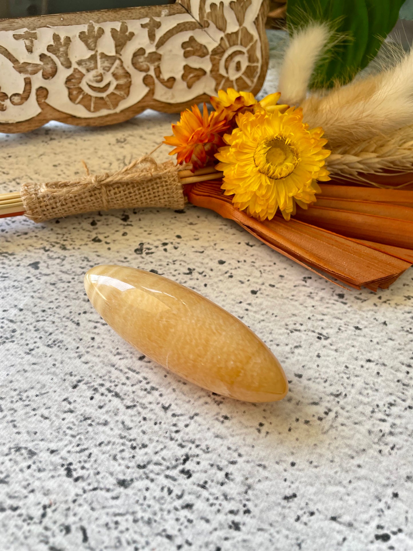 Orange Calcite Lingam