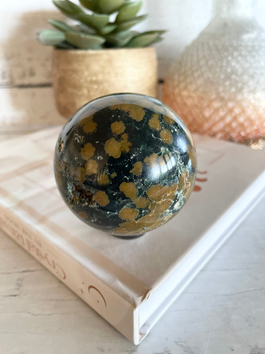 Rainforest Jasper Sphere Includes Holder