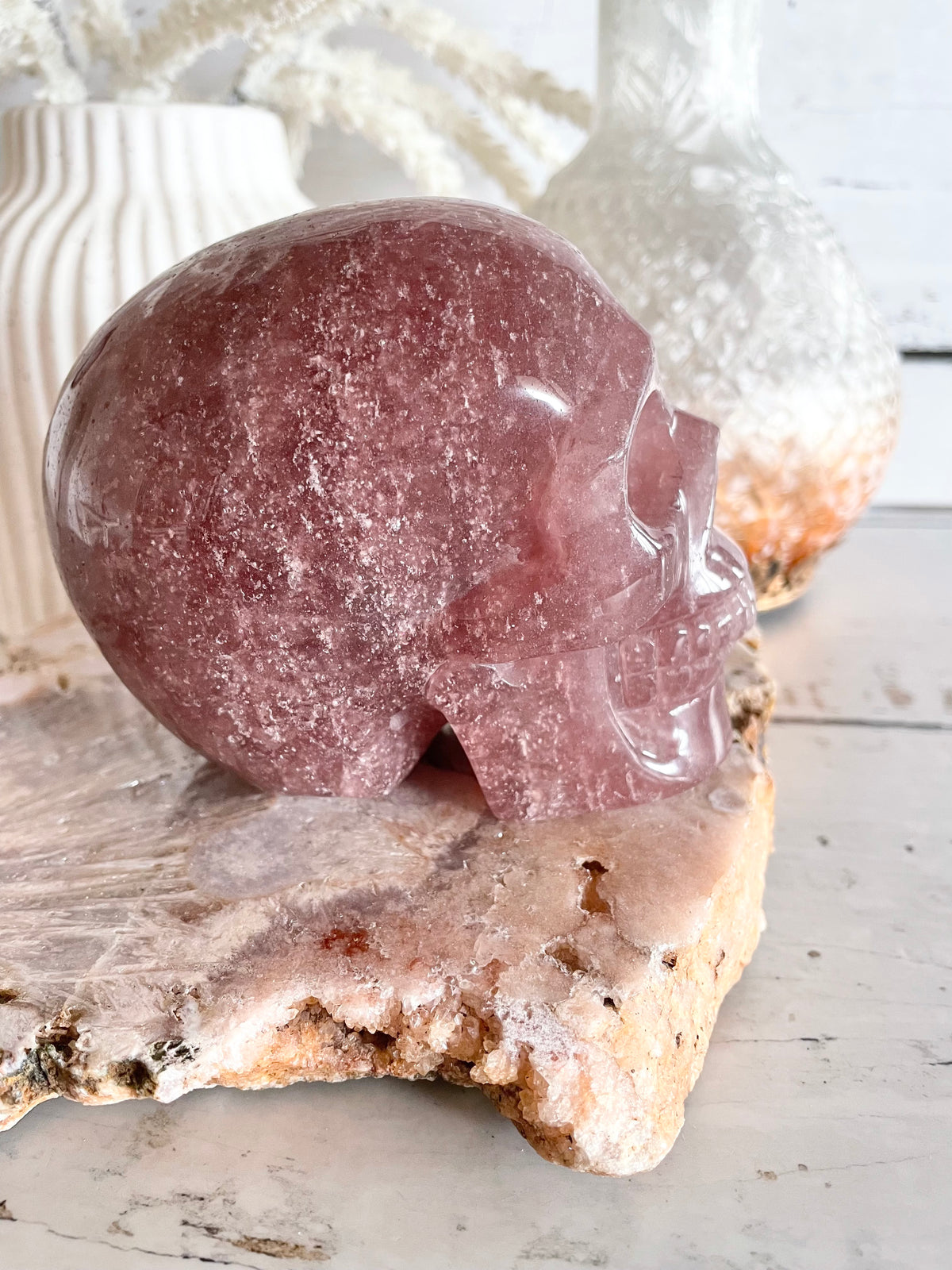 Strawberry Quartz Skull