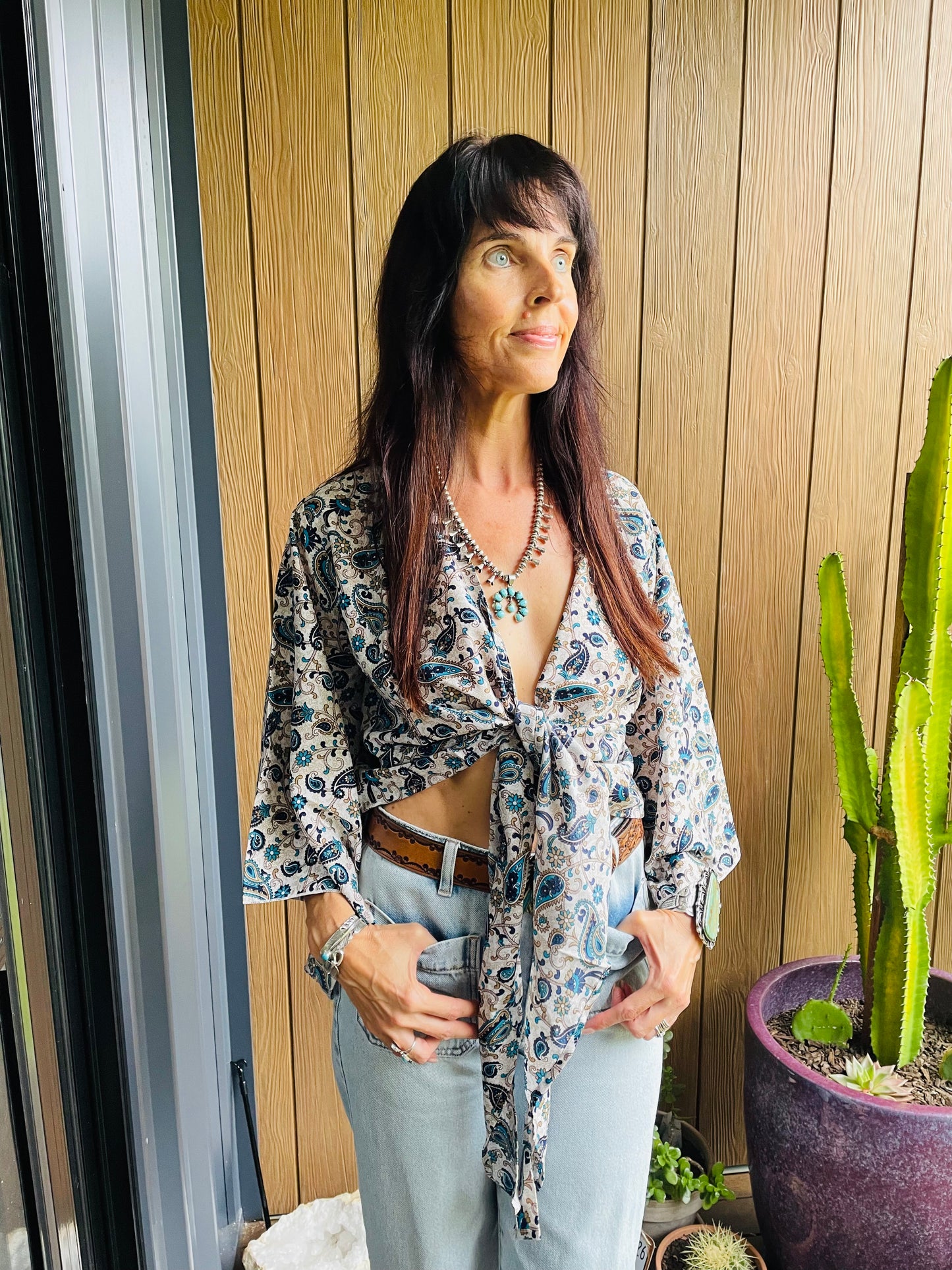 Upcycled Sari Top Long sleeves