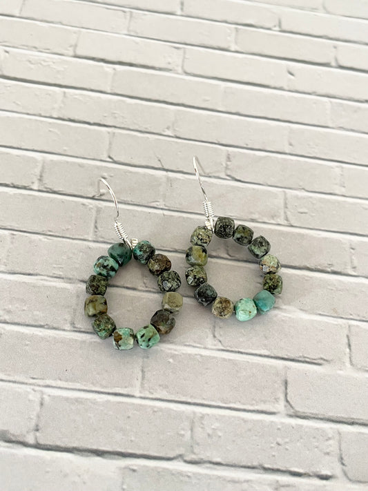 Tibetan Turquoise Beaded Dangles - Handmade by Wayne