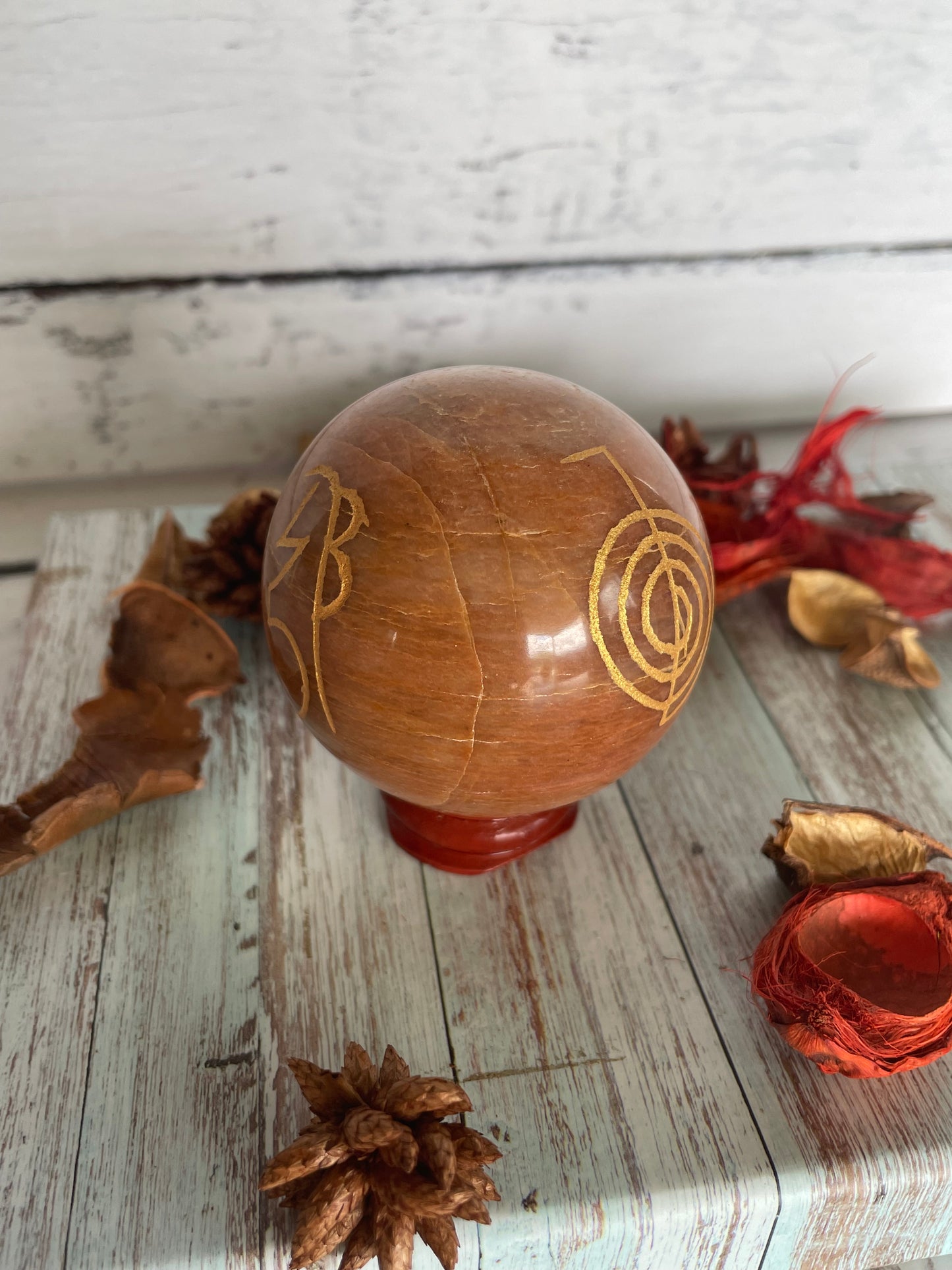 Jasper Reiki Sphere Includes Wooden Holder