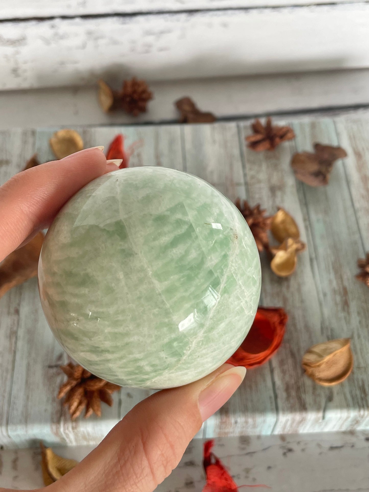 Amazonite Sphere Includes Wooden Holder