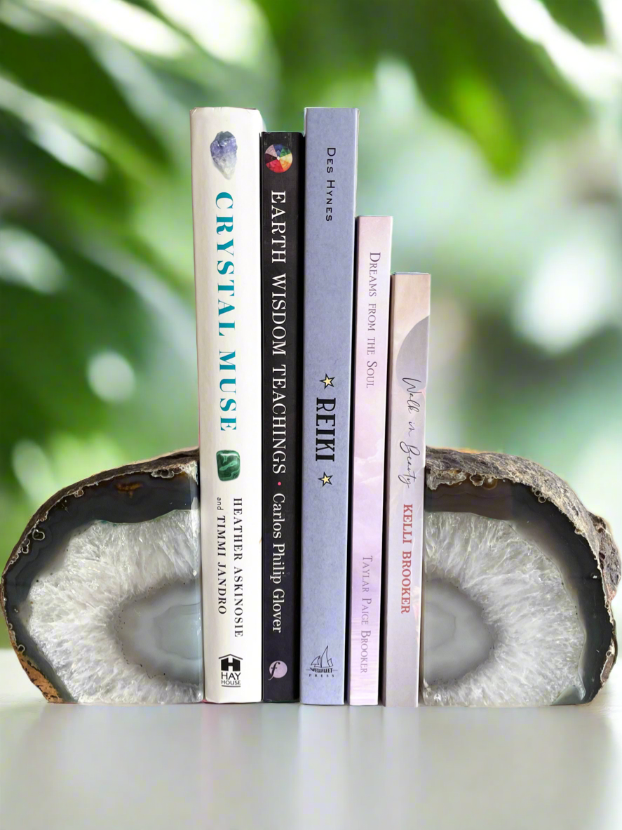 Agate Geode Book Ends ~ Grey