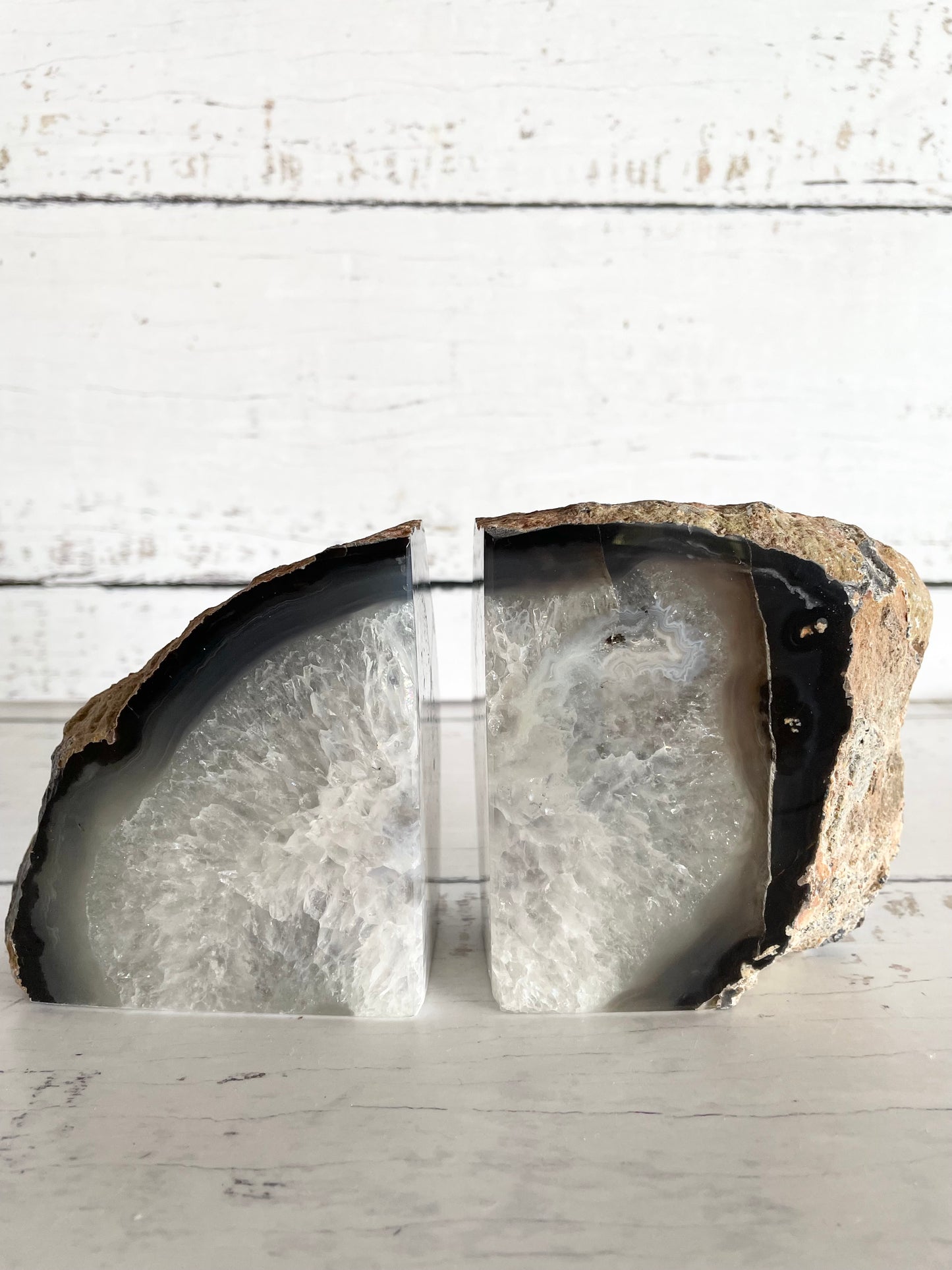 Agate Geode Book Ends ~ Black