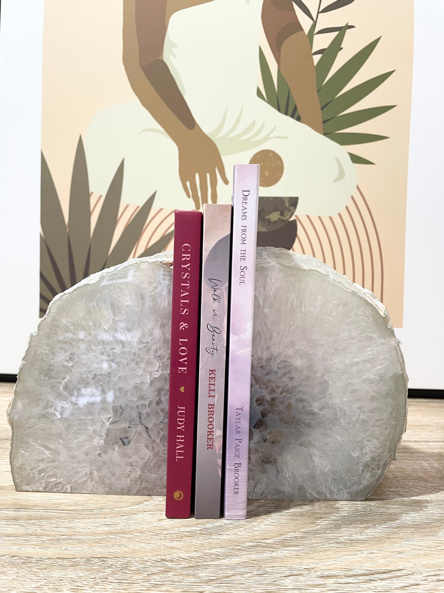 Agate Geode Book Ends ~White