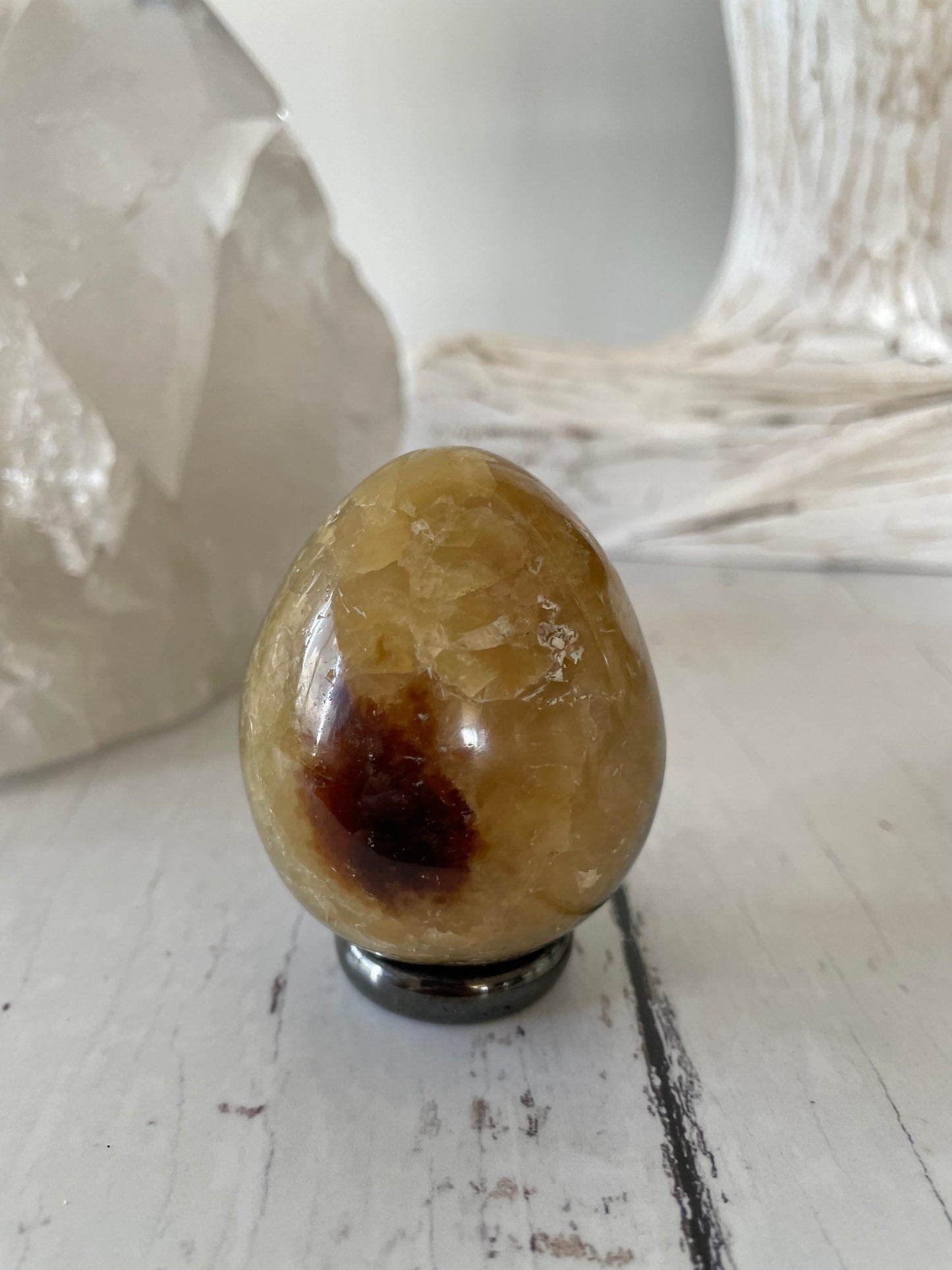 Septarian Egg Includes Hematite Ring