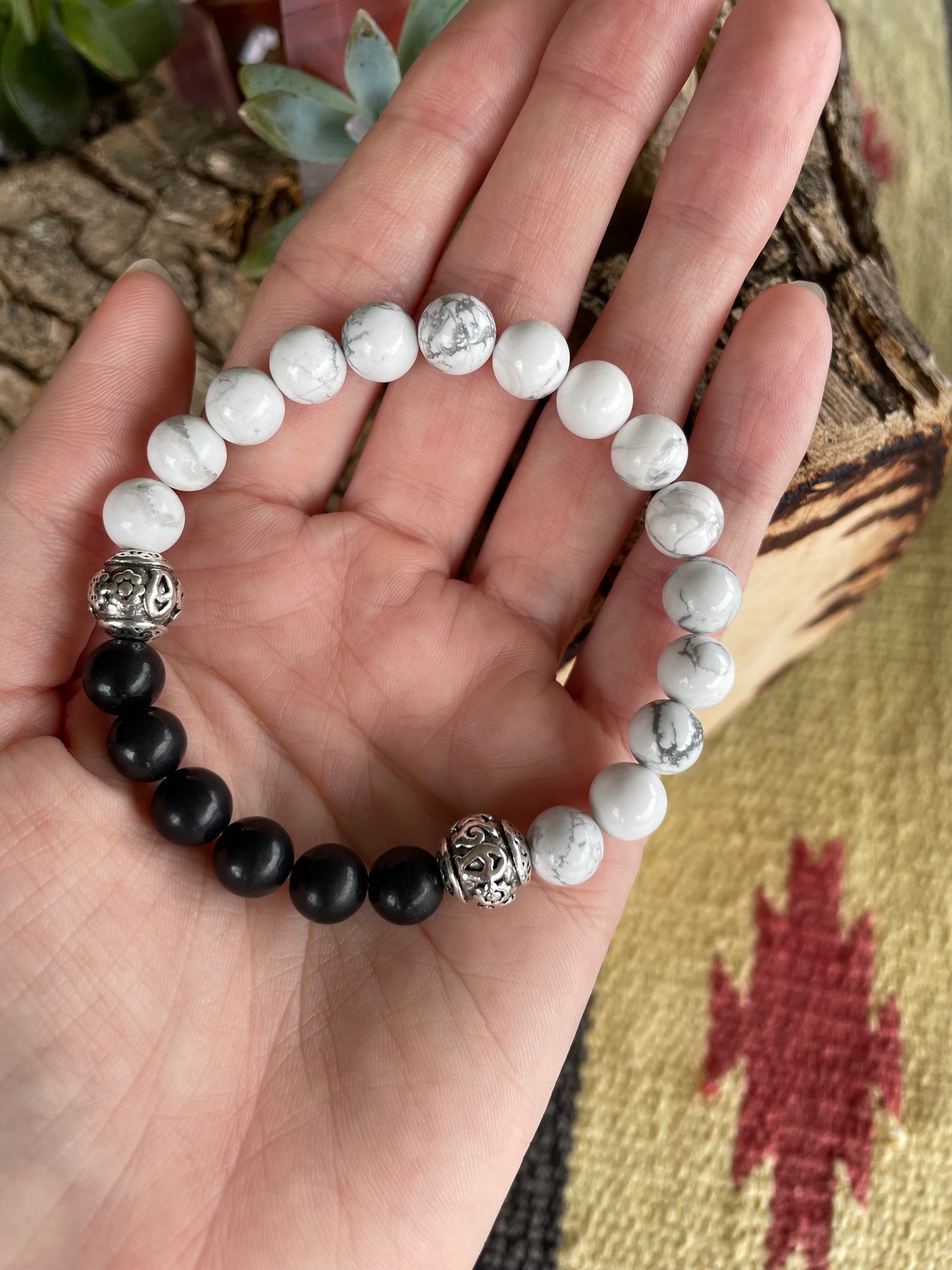 Shungite & White Howlite Healing Bracelet ~ ZEN