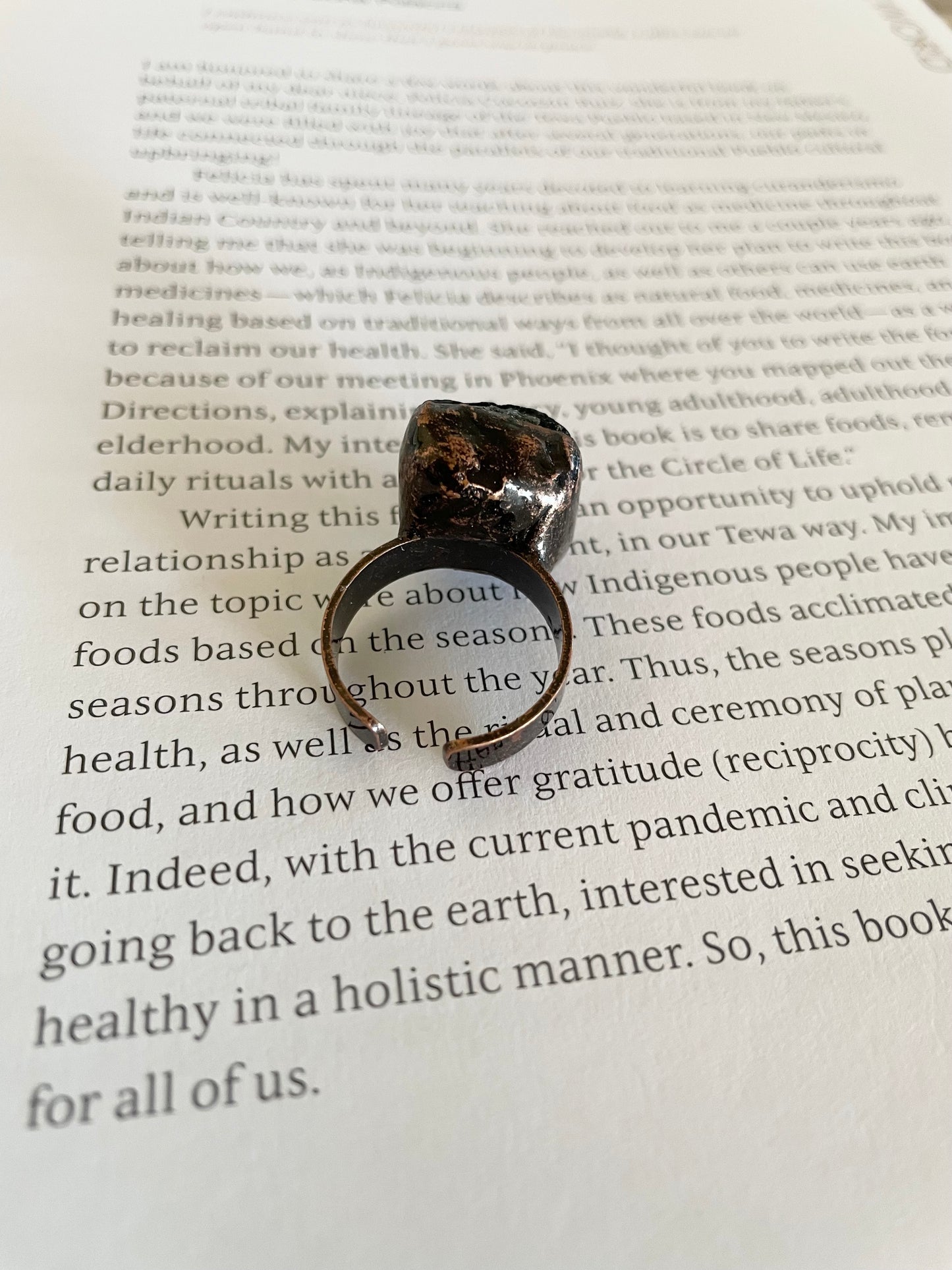 Copper electroplated Ring ~ Black Tourmaline Ring