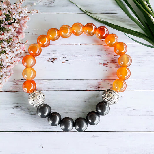 Shungite & Carnelian Healing Bracelet ~ PASSION