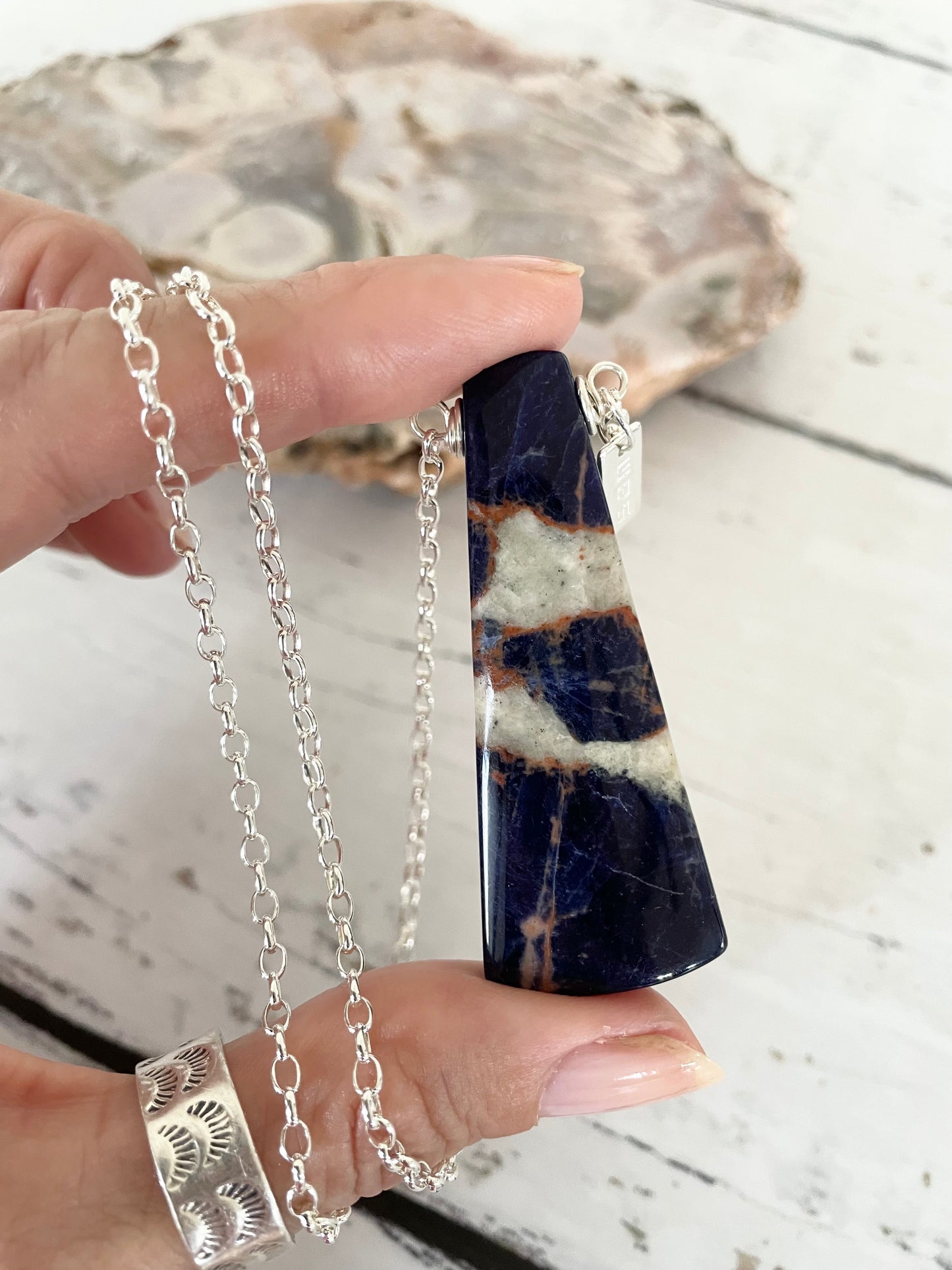 Sodalite obelisk necklace