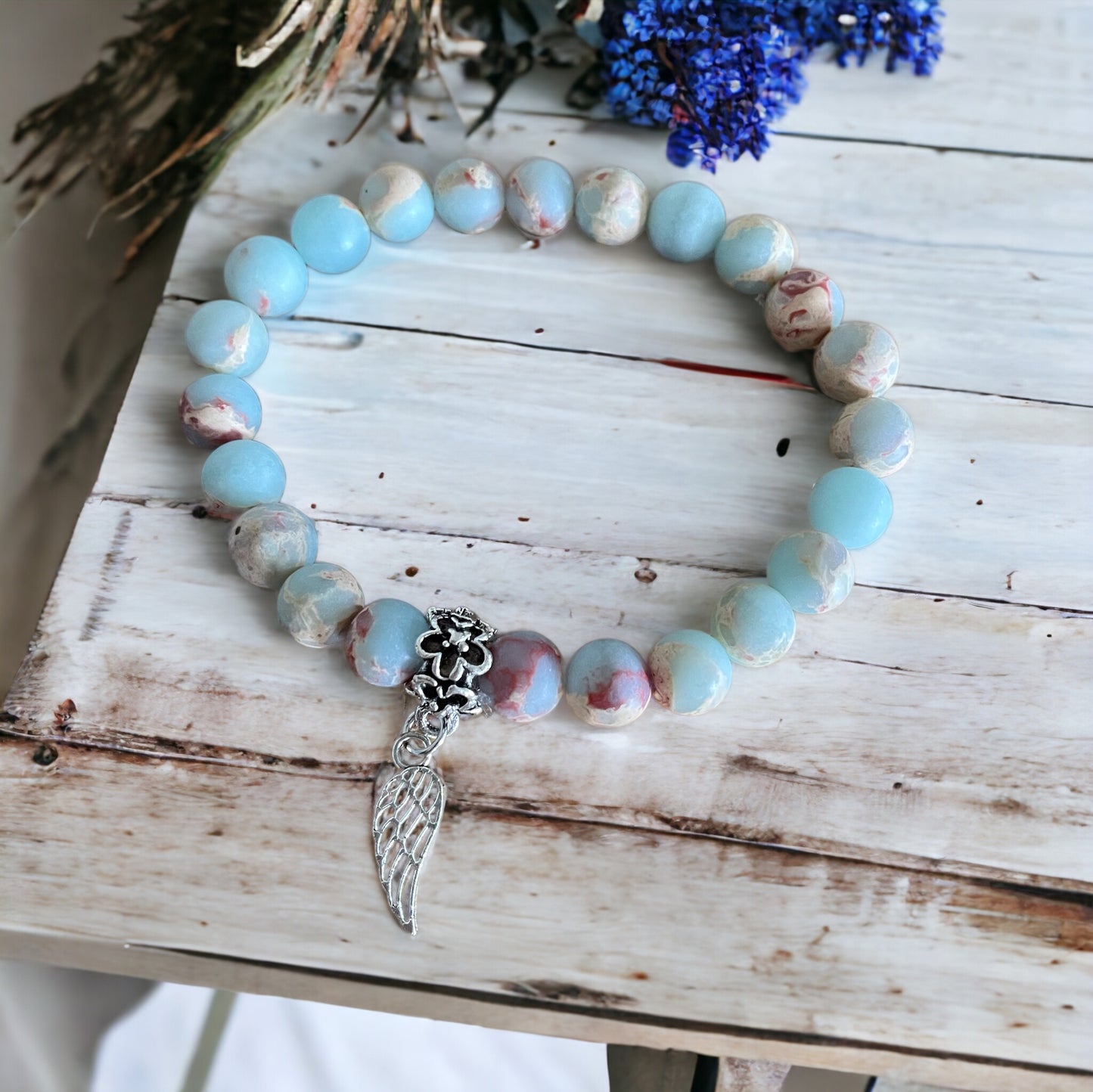 Frosted Shoushan Jasper Healing Bracelet ~ Harmony