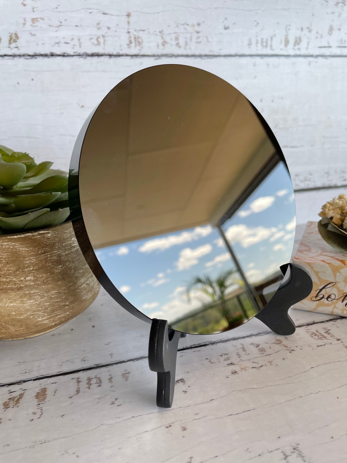 Black Obsidian Scrying Mirror includes stand