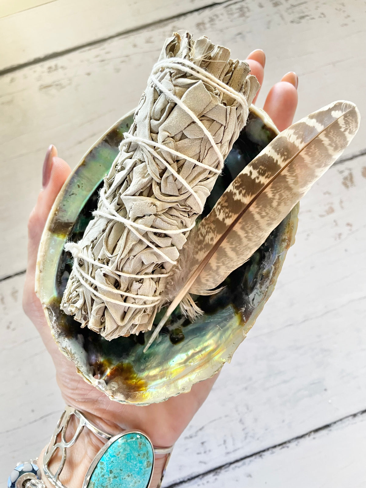 Abalone Shell Sacred White Sage Smudge kit ~ Set of 3