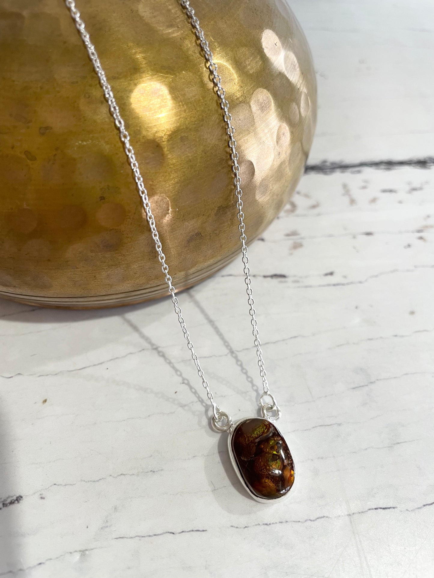 Mexican Fire Opal Silver Necklace