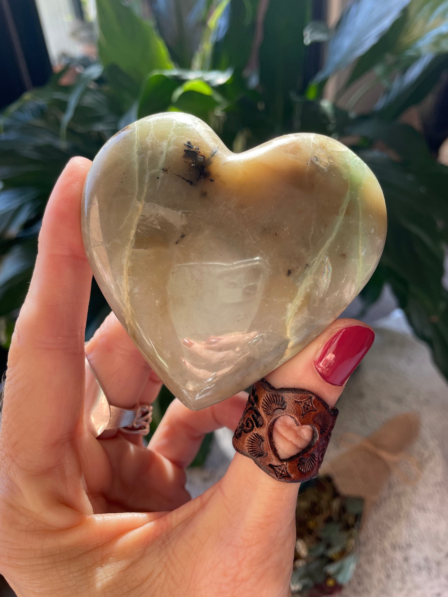 Green Moonstone Heart