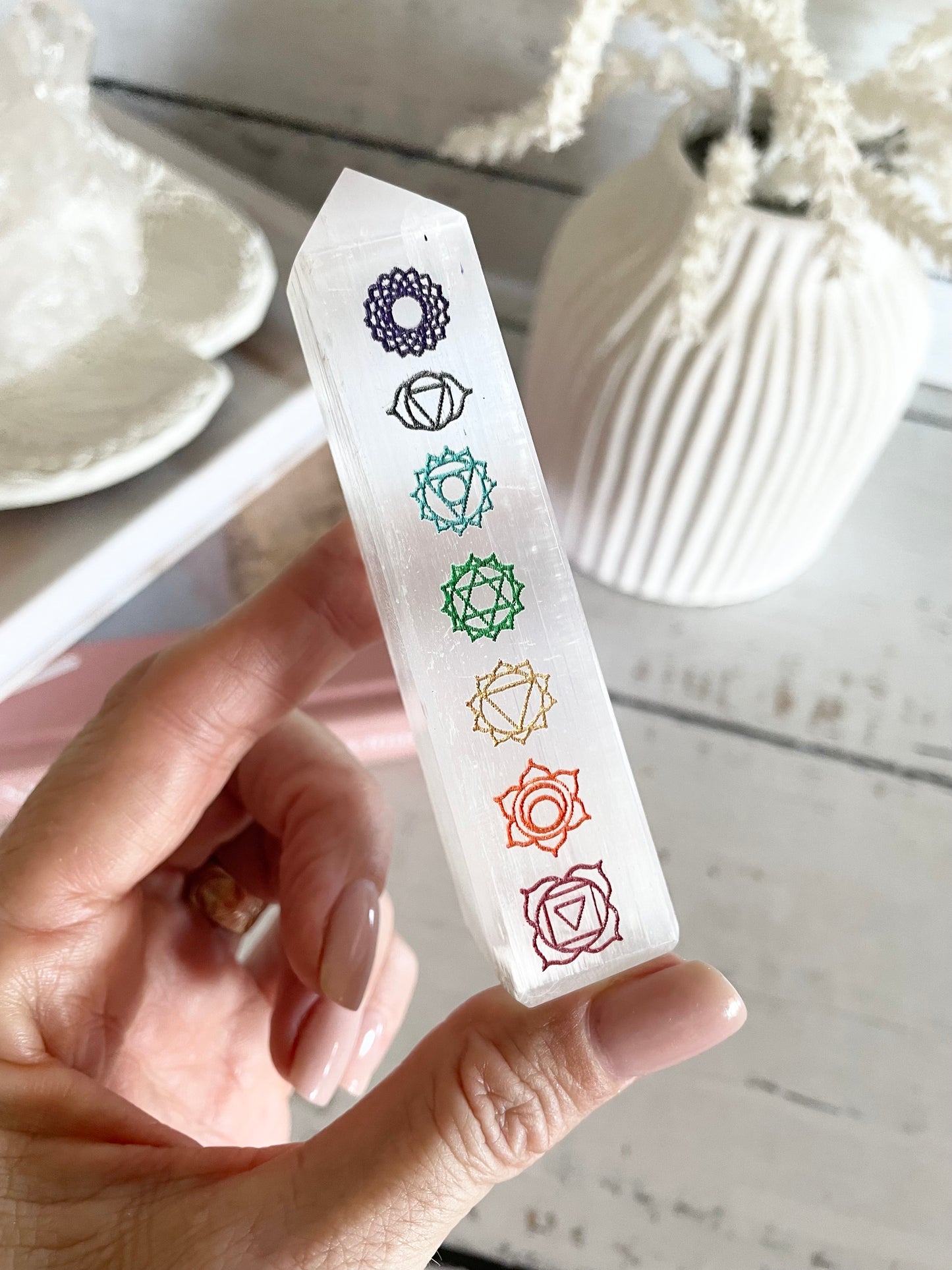 Selenite Chakra Tower