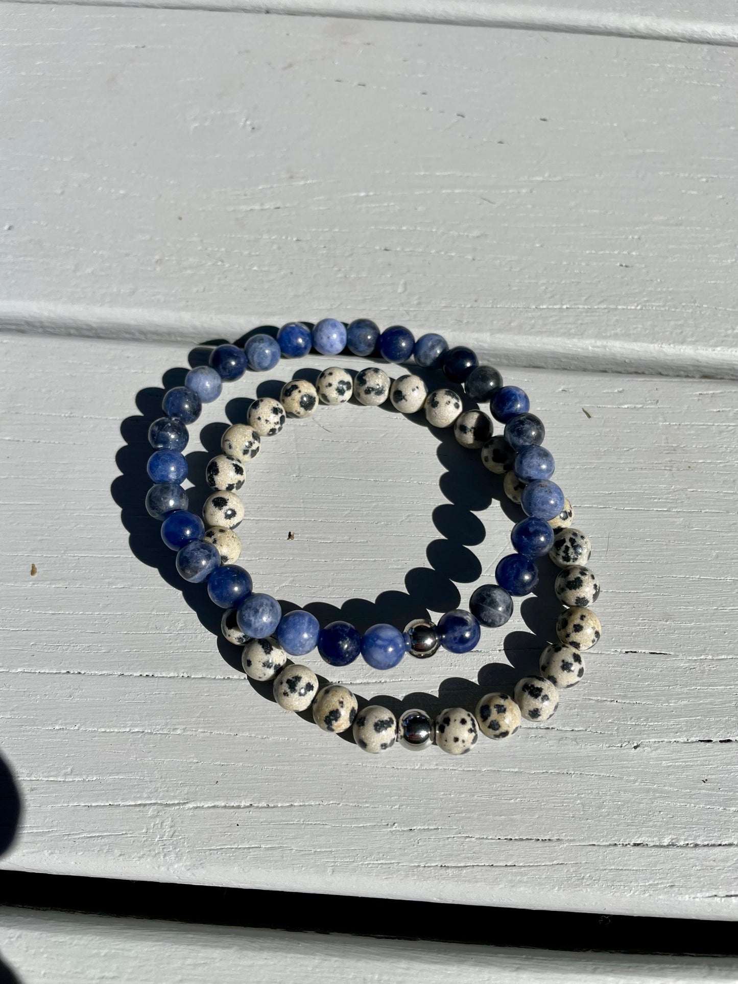Double Stacker Bracelet - Sodalite/Dalmatian Jasper