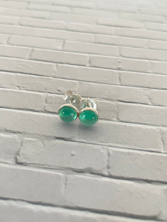 Green Chalcedony Studs