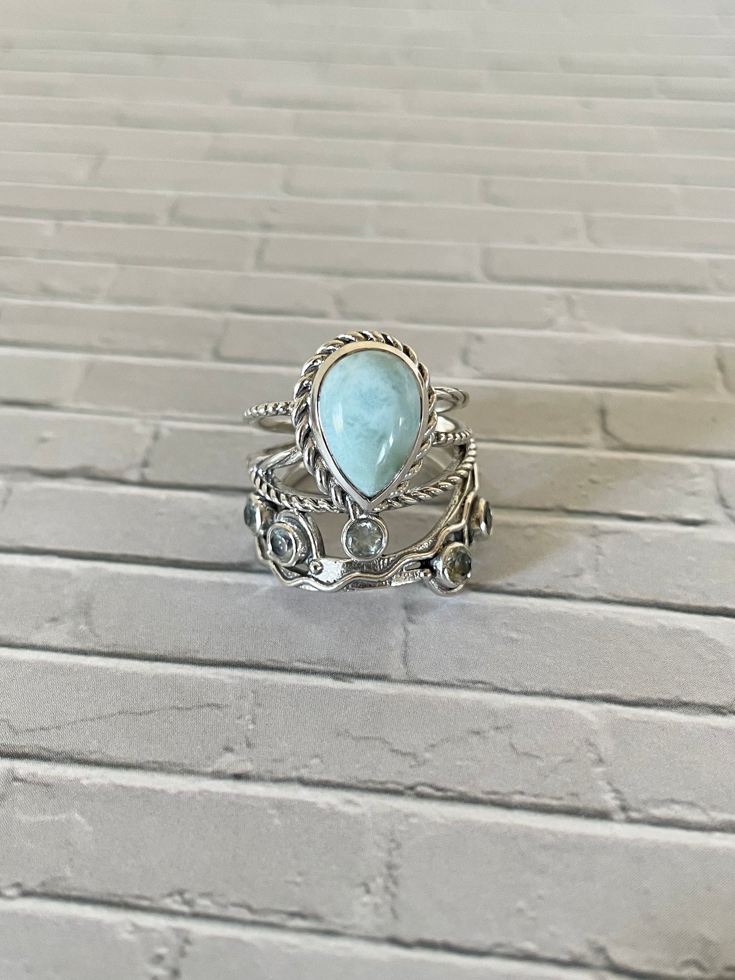 Larimar & Topaz Ring - size 7