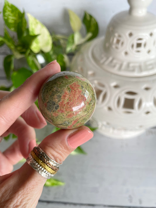 Unakite Sphere Includes  Holder