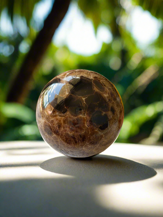 Chocolate Calcite Sphere Includes Holder