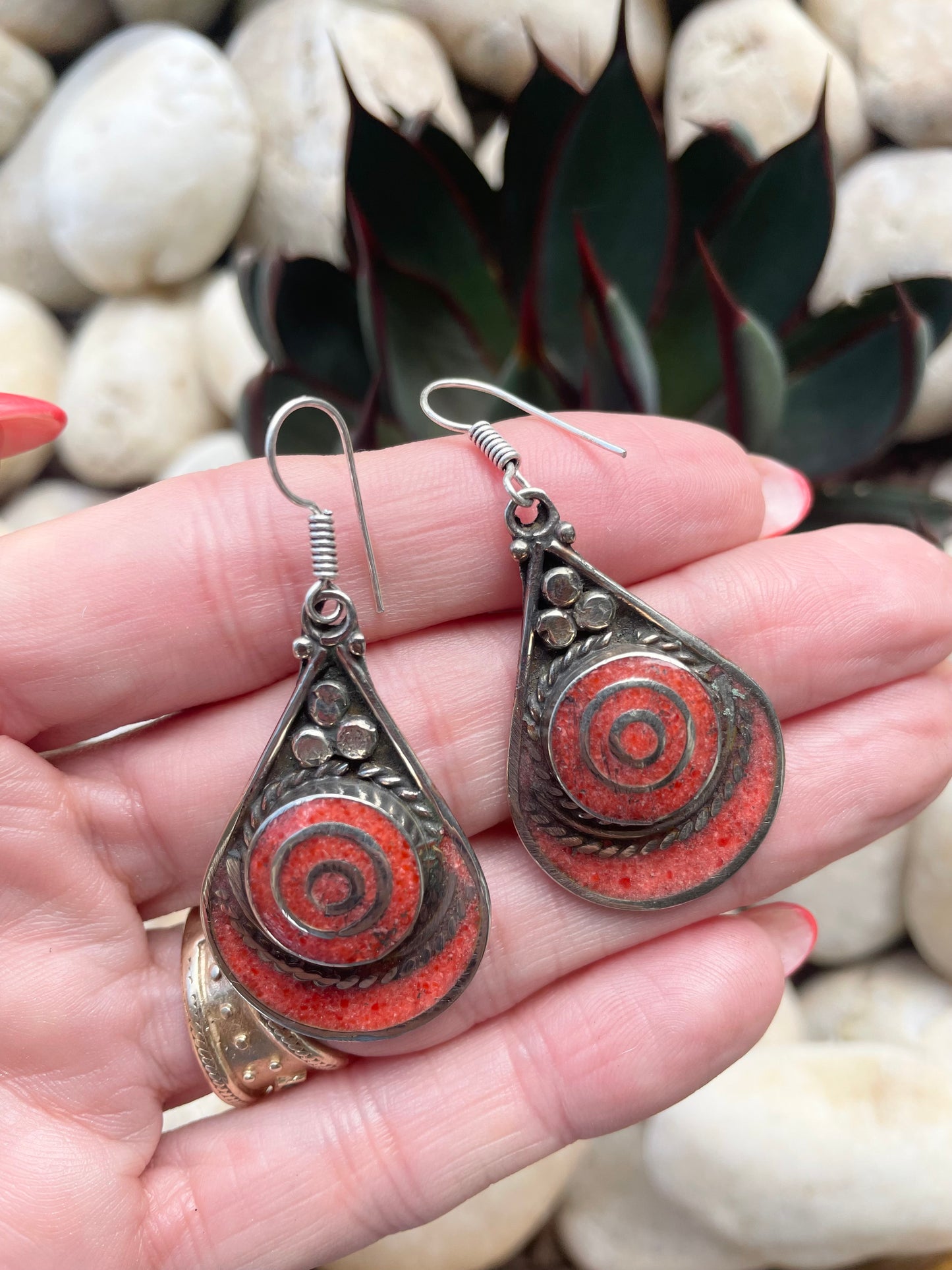 Nepalese Coral Dangles