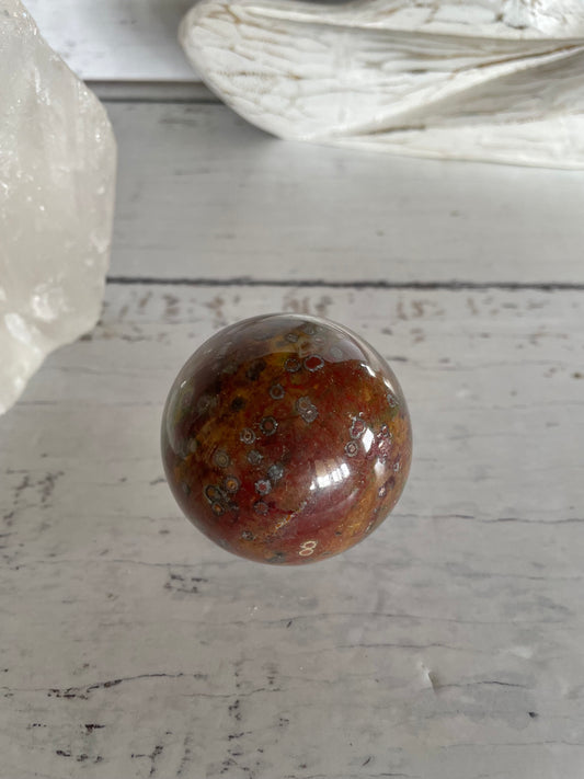 Bloodstone Sphere Includes Wooden Holder