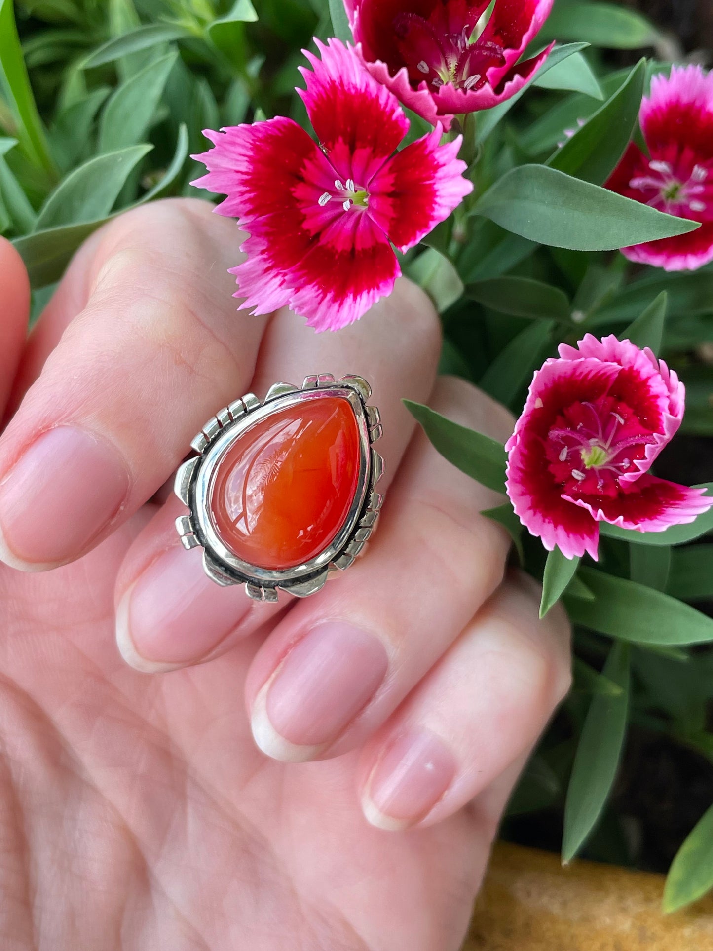 Carnelian Silver Fixed Ring