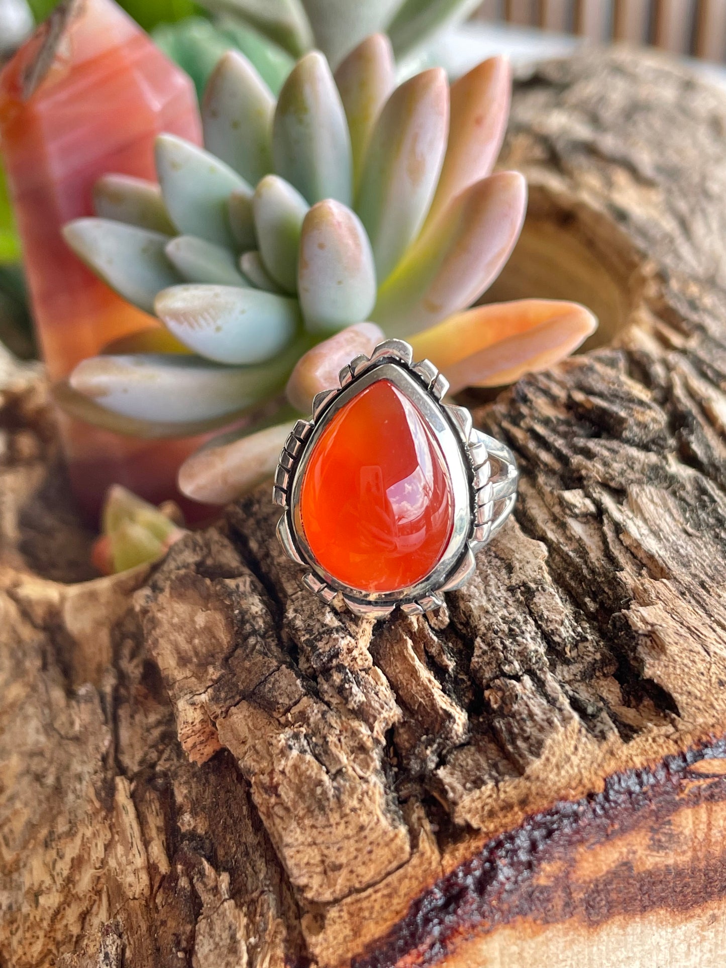 Carnelian Silver Fixed Ring