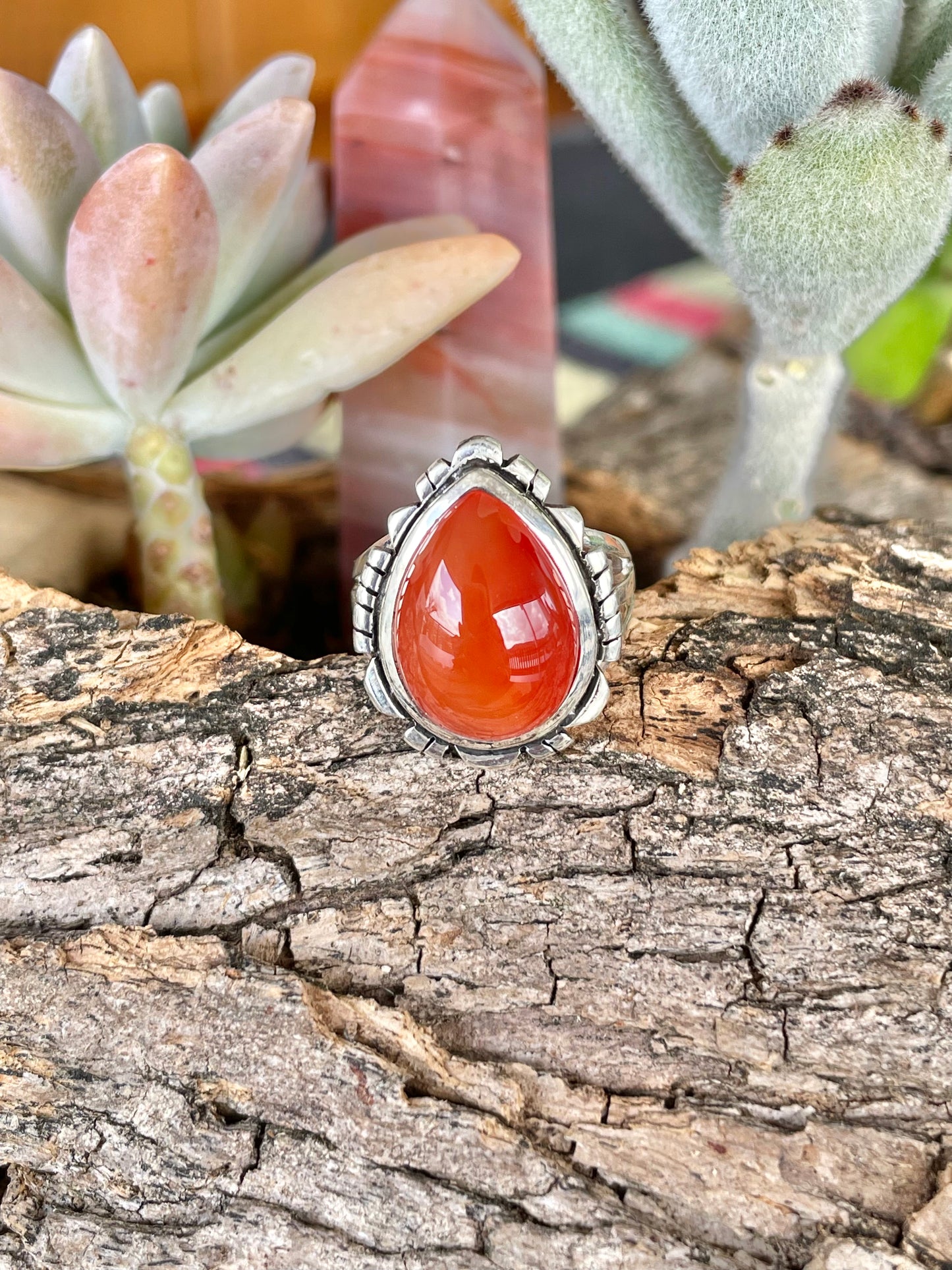 Carnelian Silver Fixed Ring