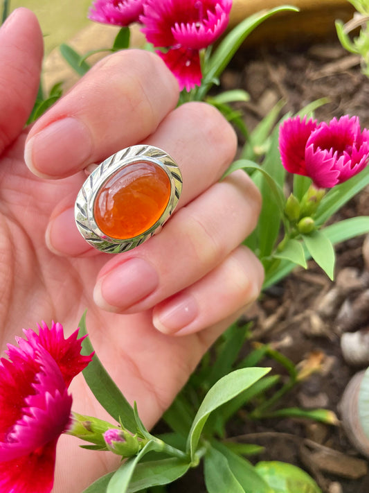 Carnelian Silver Fixed Ring