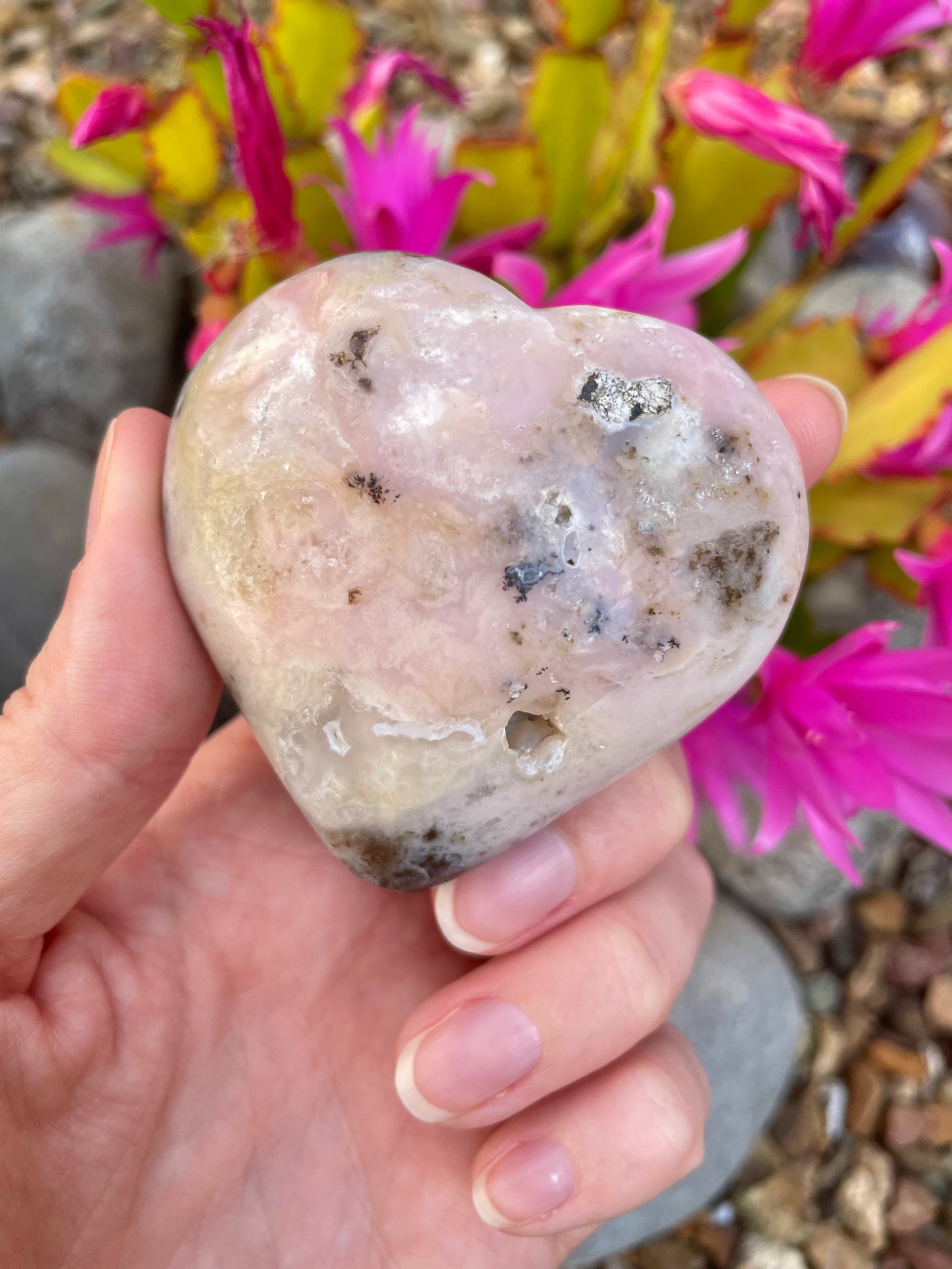 Pink Opal Druzy Heart