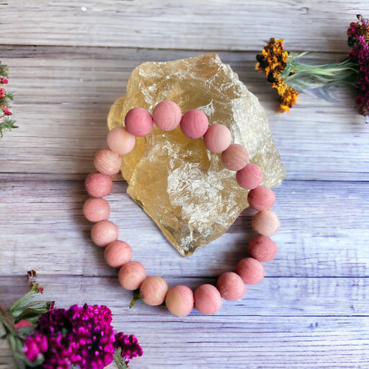 Frosted Rhodochrosite Healing Bracelet ~ NATIVE BEAUTY