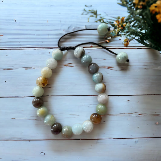 Adjustable Macrame Bracelet ~ Mixed Amazonite