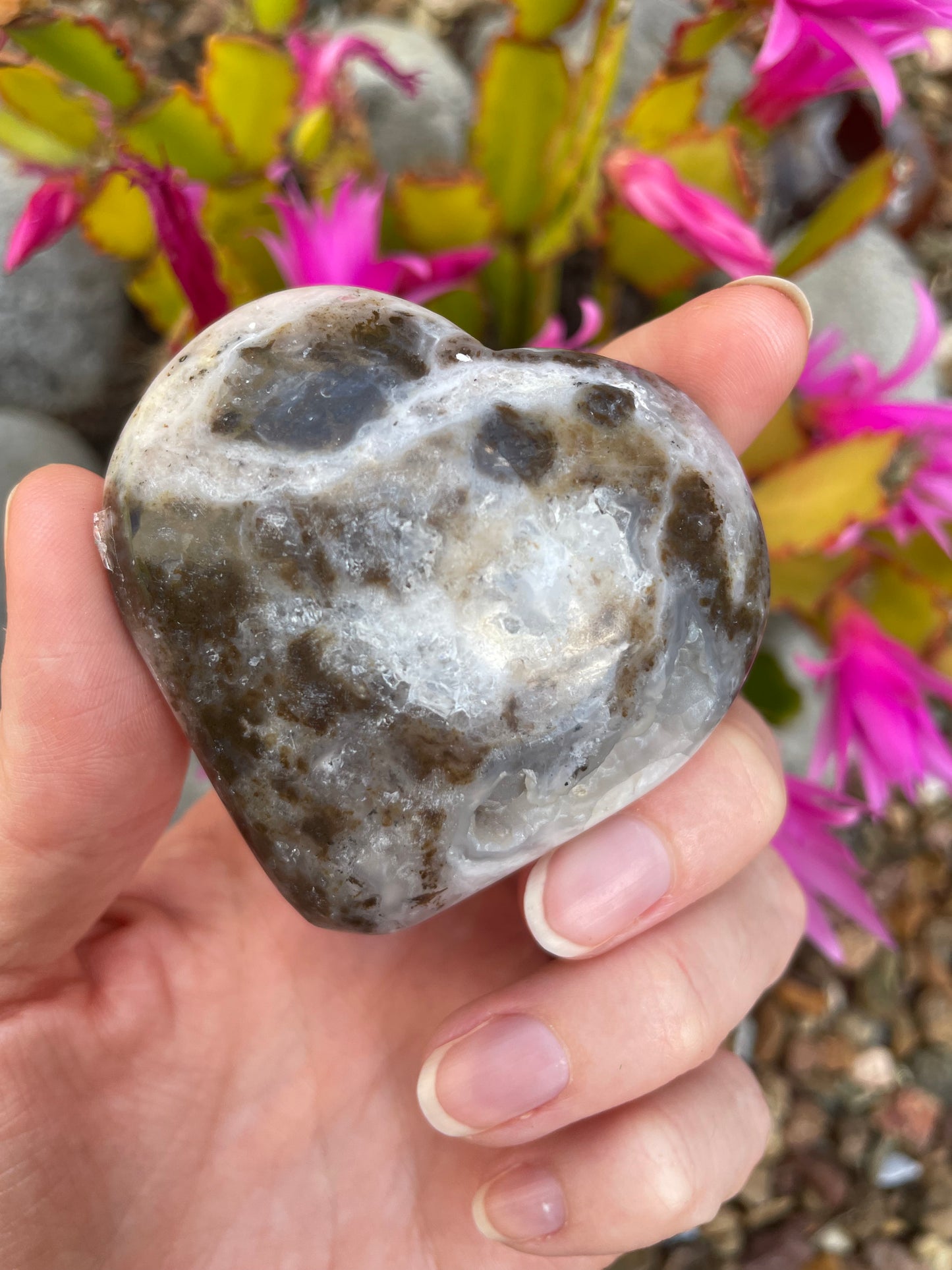 Pink Opal Druzy Heart