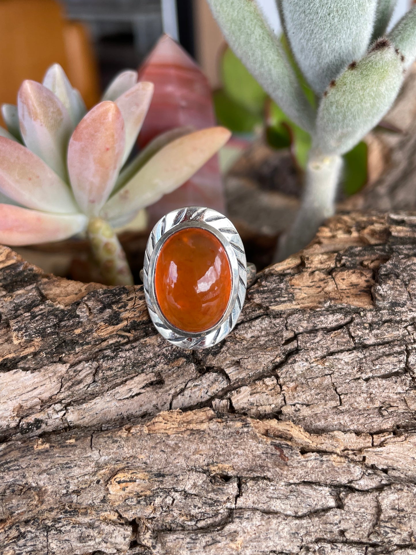 Carnelian Silver Fixed Ring