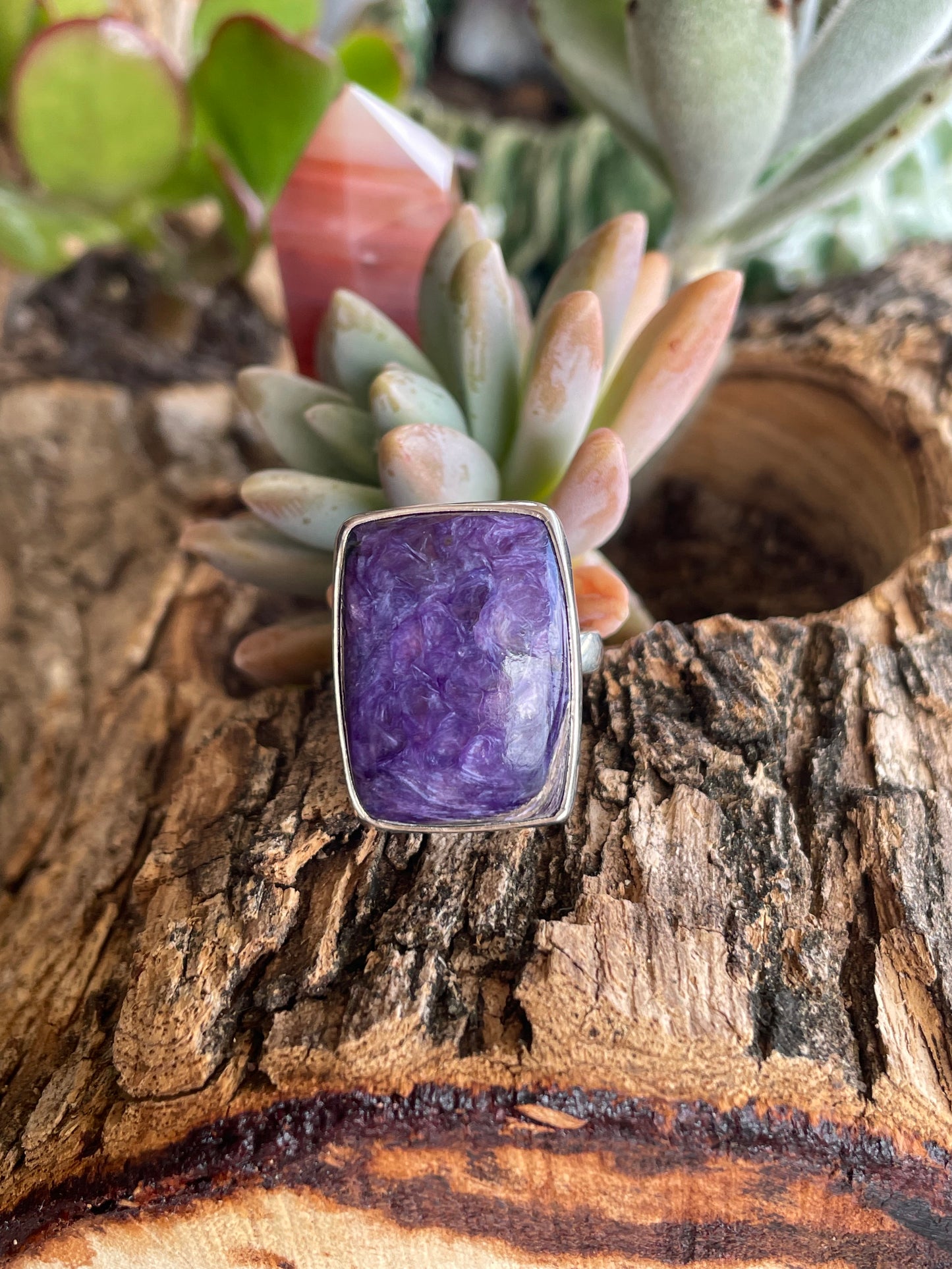 Charoite Siberian Silver Ring