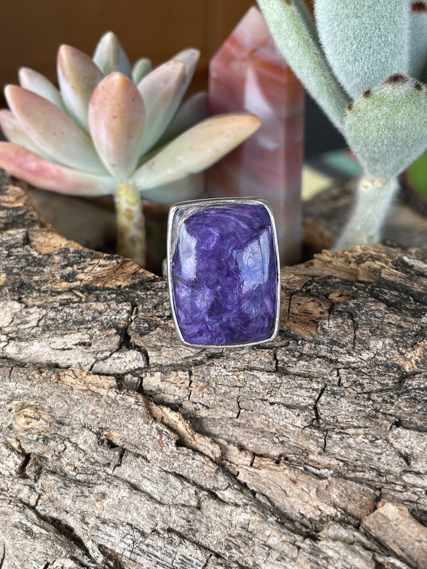 Charoite Siberian Silver Ring