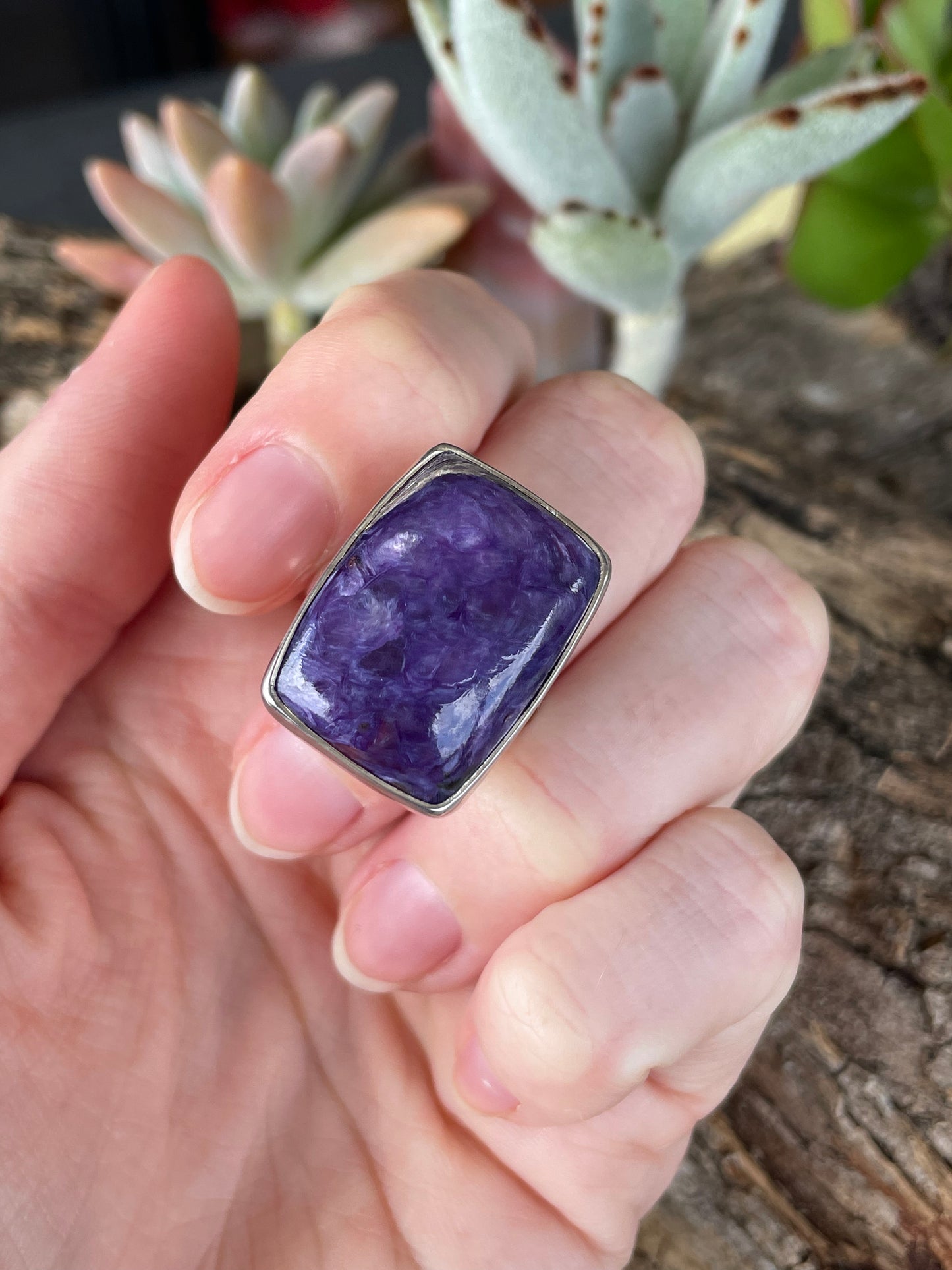 Charoite Siberian Silver Ring