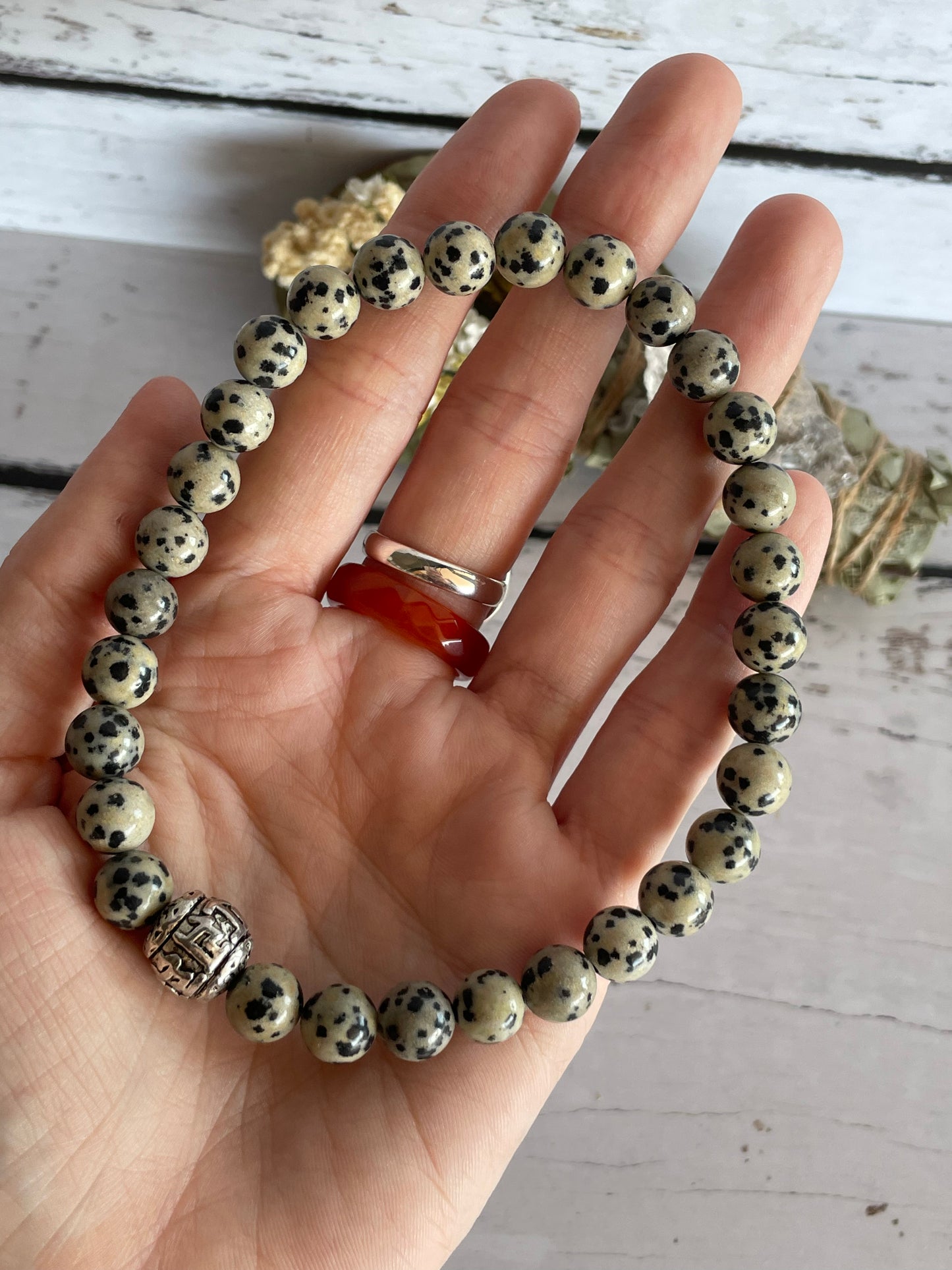 Dalmatian Jasper Healing Anklet ~ Happiness ©️