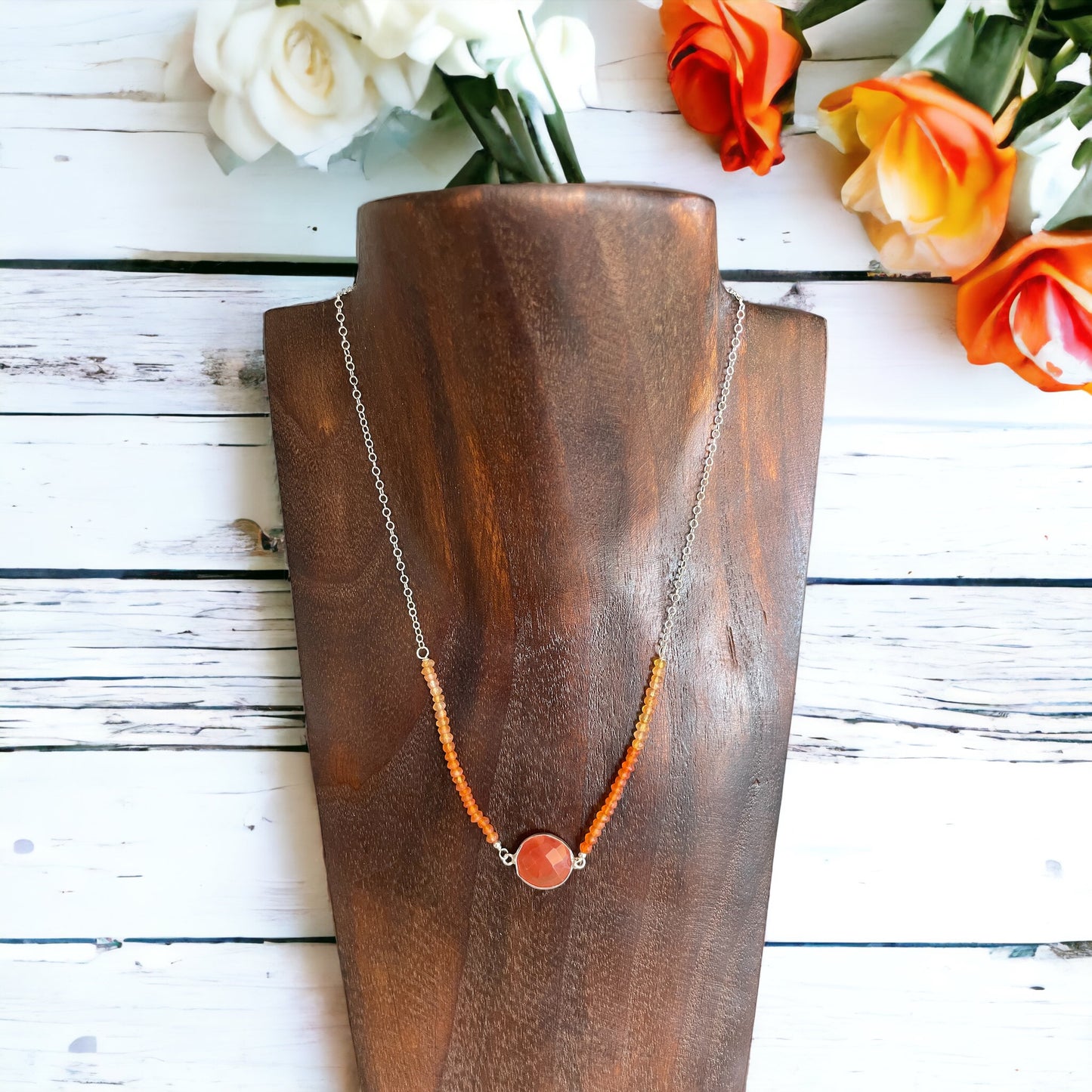 Carnelian Abundance ~ Silver Necklace