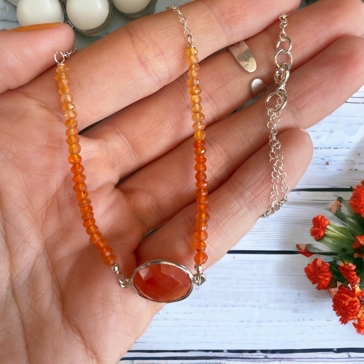 Carnelian Abundance ~ Silver Necklace